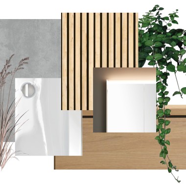 Moodboard con los materiales usados para el diseño 6x6 (© Bjerg Arkitektur)
