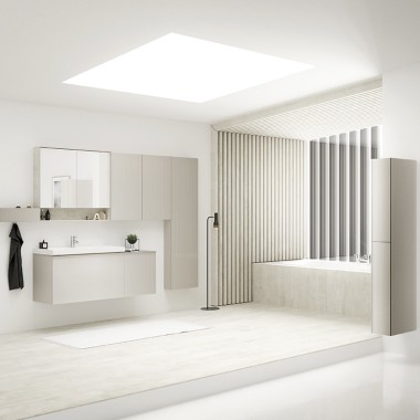 Világos fürdőszoba a Geberit Acanto fürdőszobai termékcsaládjának elemeivel