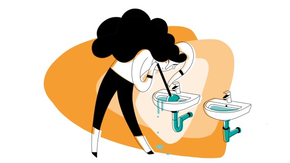 Ilustracja zatkanego syfonu umywalkowego