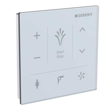 Biely nástenný ovládací panel pre sprchovacie WC Geberit AquaClean Mera